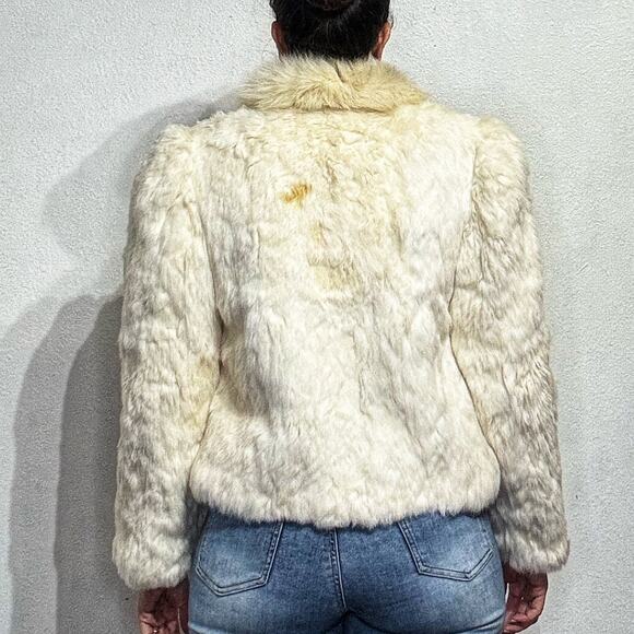 Sergio Valente Cream Dyed Rabbit Fur Vintage Jacket Sz M - Picture 12 of 14